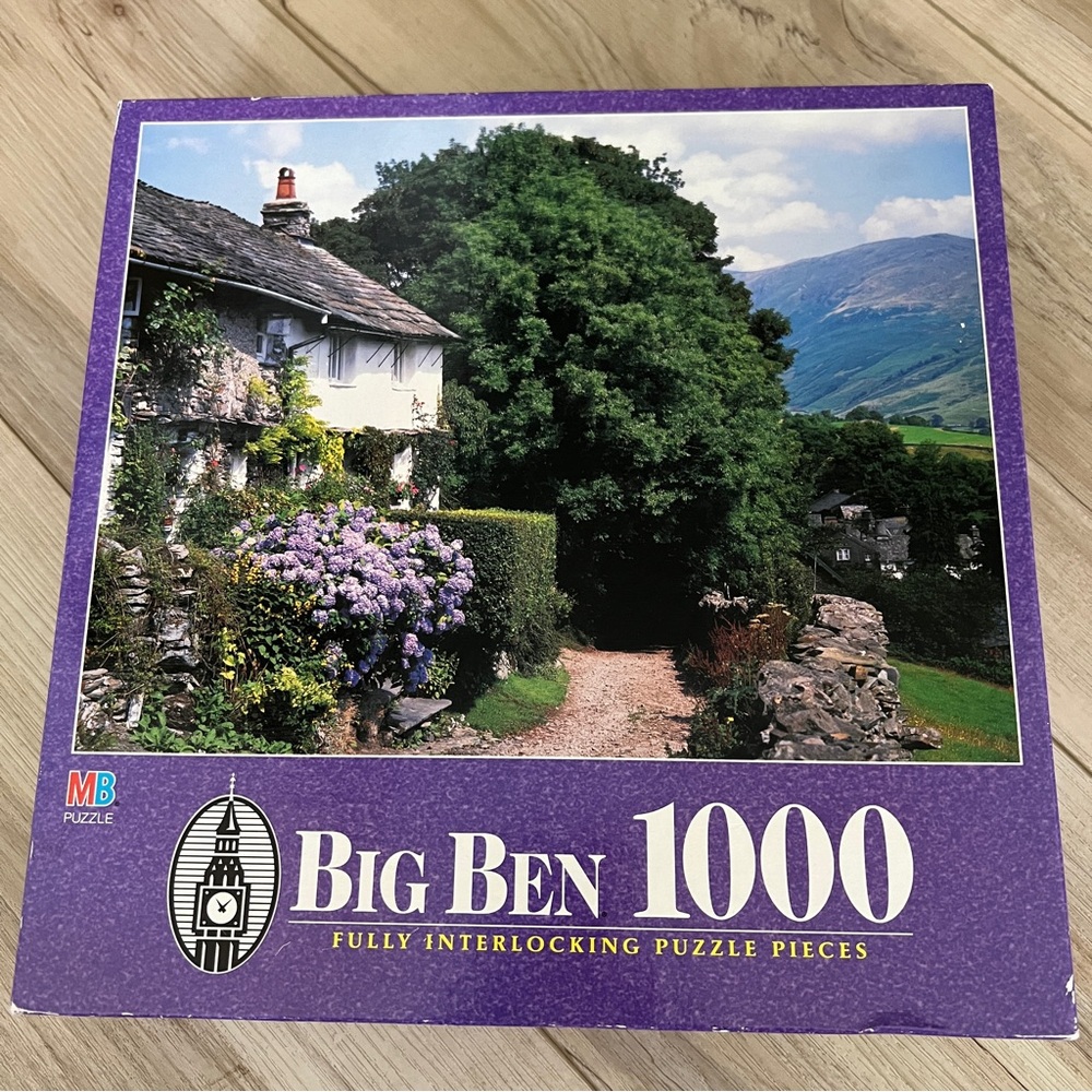 Milton Bradley Big Ben 1000 Piece Jigsaw Puzzle English Cottage never opened